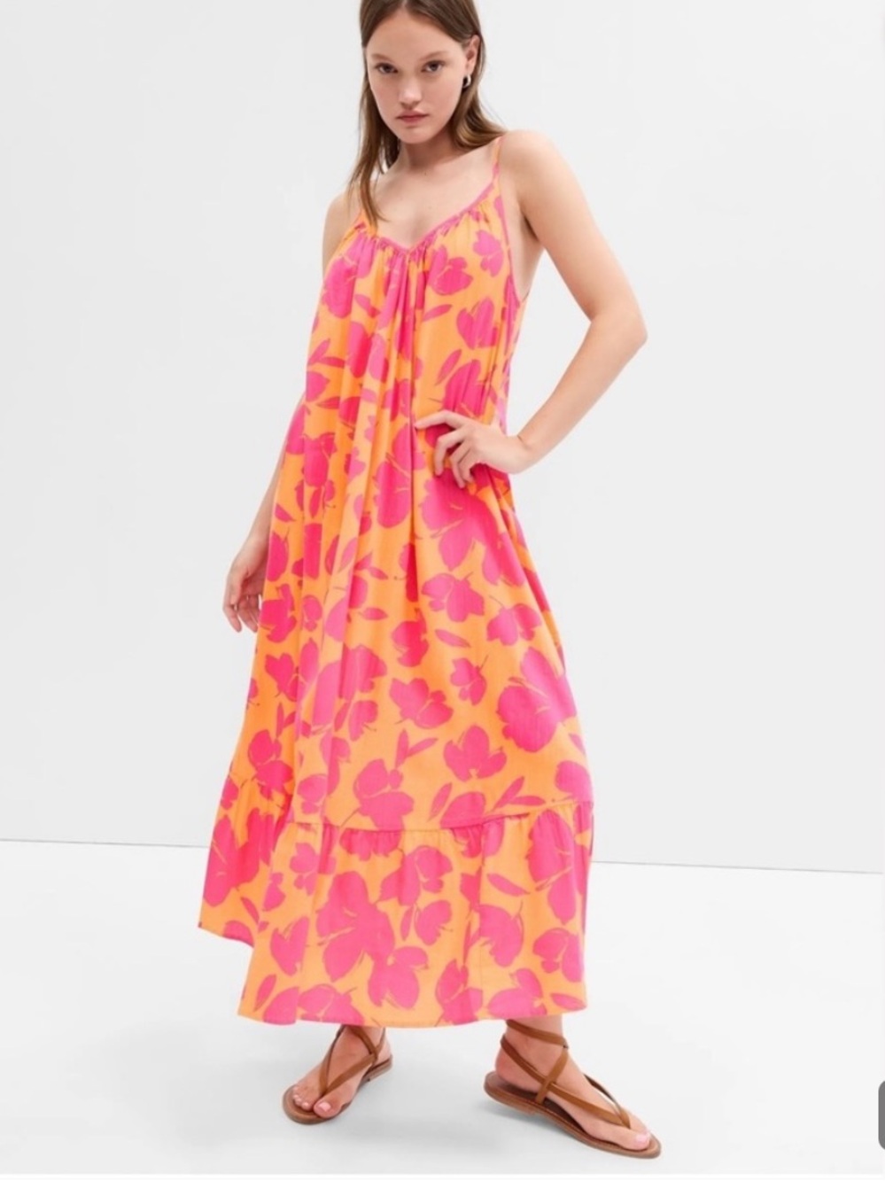 GAP Pink and Orange Floral Summer Dress